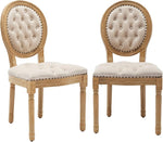 Load image into Gallery viewer, French Country Dining Chairs Set of 2, Vintage Wooden Dining Chairs with Fabric Upholstered Tufted Seat,Solid Wood Legs&amp;Frame, Farmhouse Kitchen&amp;Living Room Chairs(Beige,2 Pcs)