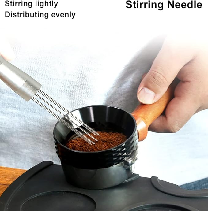 Espresso Coffee Stirrer Wdt Tool Espresso Distribution Tool Needle Type Coffee Powder Stirrer Hand Tamper Distributor Coffee Stirring Tool for Cafe Barista Kitchen Gadgets Silver