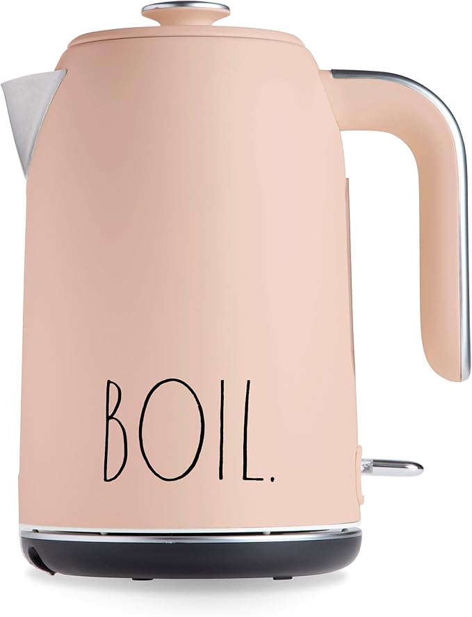 Rae Dunn Electric Hot Water Kettle - Stainless Steel Coffee Maker, Tea Kettle, Swivel Base, With Automatic Shut Off Boil-Dry Protection, Easy Pour Pitcher, 1500 Watt Boiling Power, 1.7 Liters, Blush