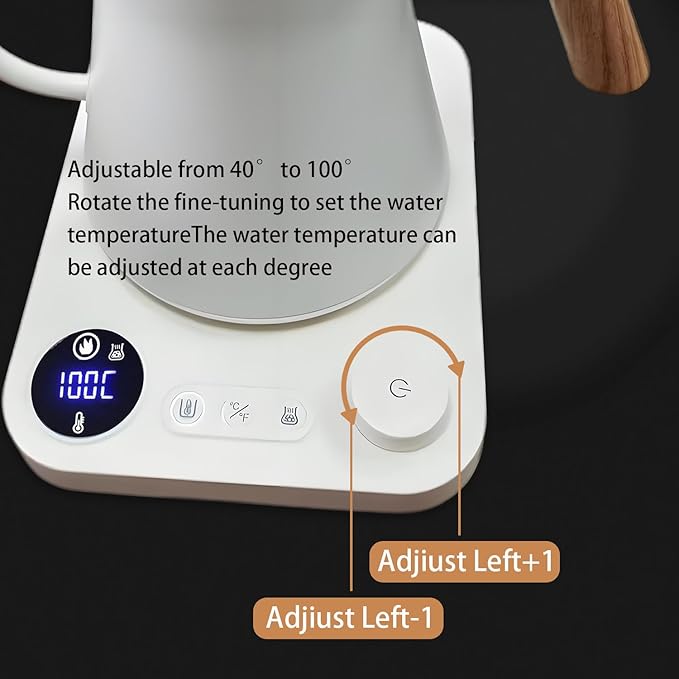 Electric Kettles, Gooseneck Electric Kettle, ±1℉ Temperature Control, Stainless Steel Inner, Quick Heating, for Pour Over Coffee, Brew Tea, Boil Hot Water, 0.9L (White)