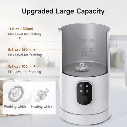 Milk Frother, Milk Steamer for Coffee, 4 in 1 Electric Milk Frother and Steamer, Warm and Cold Foam Maker, Hot Chocolate Maker, Milk Warmer, 12oz/350ml Frother for Latte, Cappuccino, Matcha