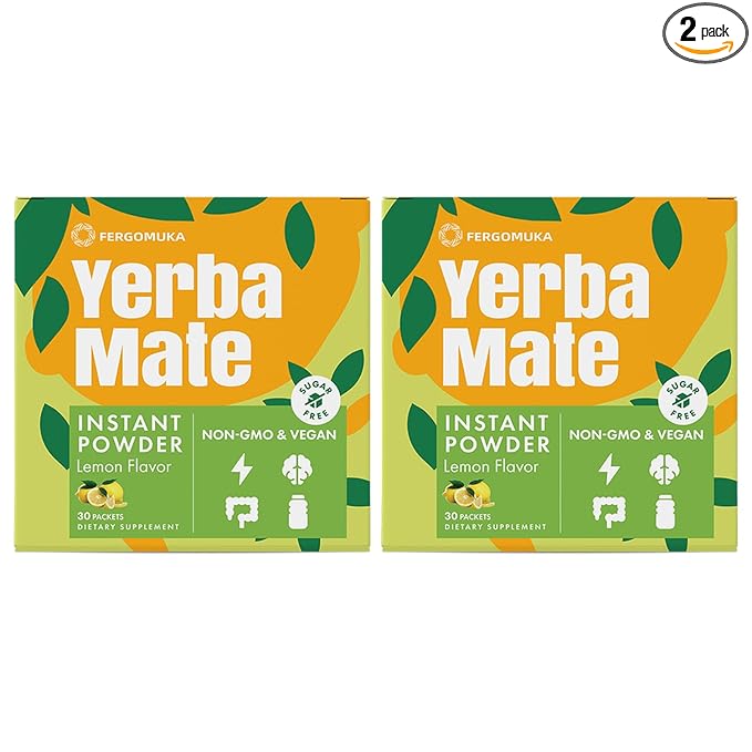 Yerba Mate 4000mg, 10 in 1 Super Yerba Mate Tea Instant Powder - No Sugar, Clean Energy with No Crash, Stay Refreshed and Focused, Gut Health, with Ginseng, Rhodiola, Prebiotic, L-Theanine, 60 Packets