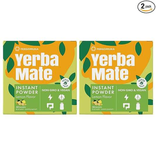 Yerba Mate 4000mg, 10 in 1 Super Yerba Mate Tea Instant Powder - No Sugar, Clean Energy with No Crash, Stay Refreshed and Focused, Gut Health, with Ginseng, Rhodiola, Prebiotic, L-Theanine, 60 Packets