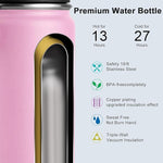 Load image into Gallery viewer, koodee 16 oz Water Bottle-Stainless Steel Double Wall Vacuum Insulated Wide Mouth Water Bottle with Leakproof Spout Lid (Pink)