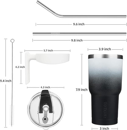 BJPKPK 30oz Tumbler With Handle Stainless Steel Insulated Tumbler Cups With Lid And Straw,Day & Night