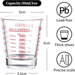 Load image into Gallery viewer, Measuring cup Espresso Shot Glass Liquid Heavy Glass Wine Glass 26-Incremental Measurement 1oz, 6 Tsp, 2 Tbs, 30ml (2 pack-red)