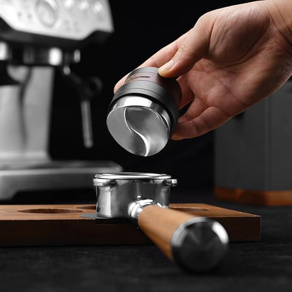 CrossCreek Coffee Distributor | 54mm Gravity Adaptive Espresso Tools Fits 54mm Breville Espresso Portafilters | Self-leveling Distribution Tools | Stainless Steel & Walnut | Espresso Accessories
