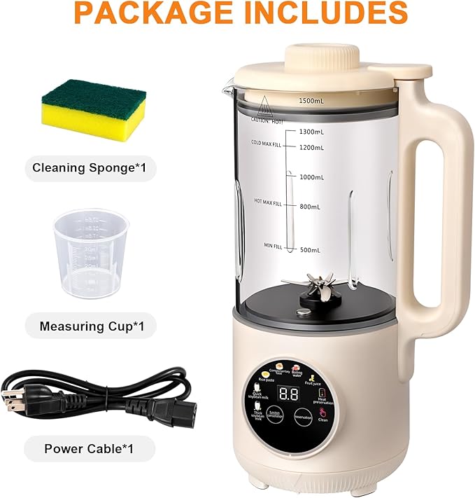 50oz Nut Milk Maker, 10-in-1 Automatic Nut Milk Machine with 20 Blades, Almond Milk Maker for Plant Based Milks Homemade Oat, Soy Milk Machine with Delay Start, Keep Warm, Auto Clean