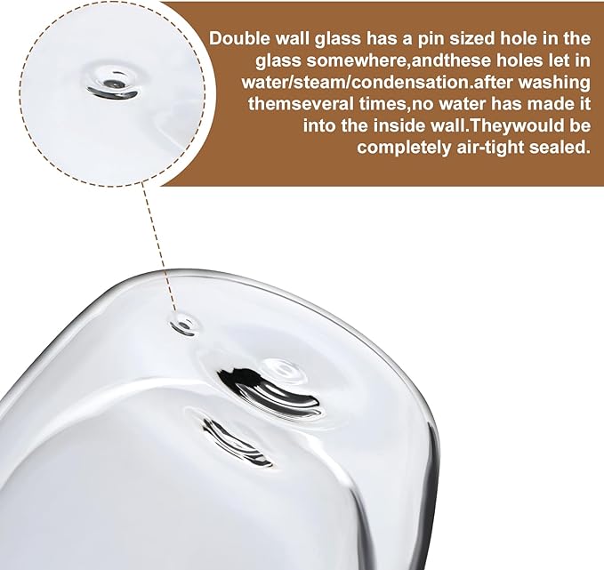 Aurzen 2 Pack Double Walled Glass Coffee Mugs with Handles, Large Insulated Layer Coffee Cups, 12oz Clear Borosilicate Mugs, Perfect for Cappuccino, Tea, Microwave Safe