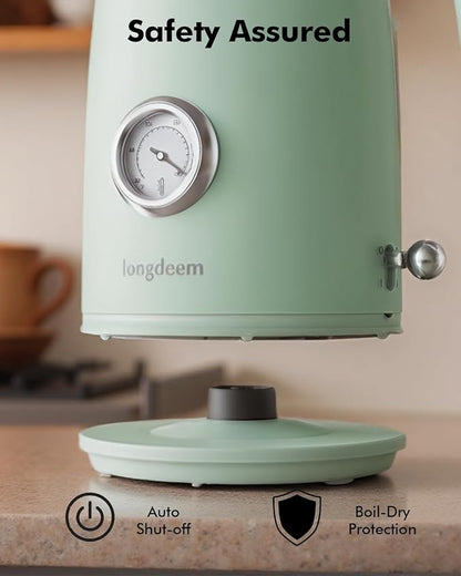 1L Small Electric Kettles Stainless Steel, Portable Travel Mini Hot Water Boiler Heater, Cool Touch Teapot, Auto Shut-Off & Boil-Dry Protection for Cooking, Business Trip and More, Green