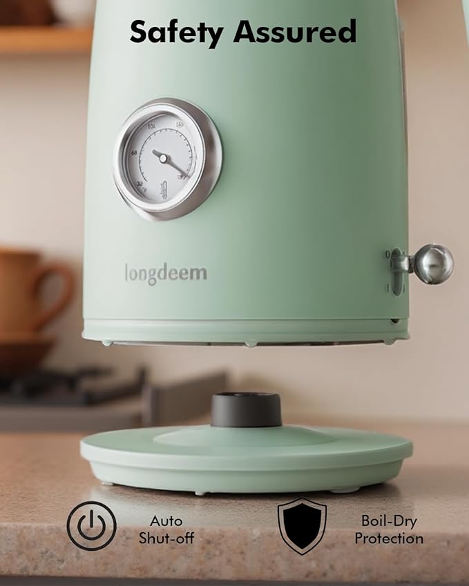 1L Small Electric Kettles Stainless Steel, Portable Travel Mini Hot Water Boiler Heater, Cool Touch Teapot, Auto Shut-Off & Boil-Dry Protection for Cooking, Business Trip and More, Green