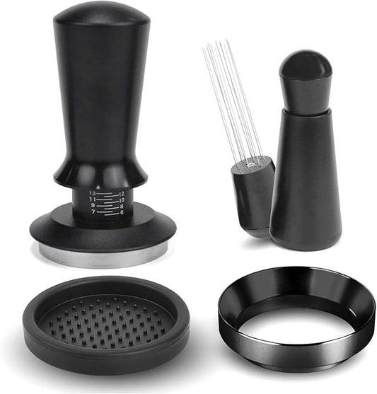 51mm Espresso Accessories Kit, Calibrated Spring Loaded Tamper, WDT Tool Espresso Machine Accessories Kit and Dosing Funnel Set, Coffee Tamper Tool and 51mm Portafilters, Barista Tools
