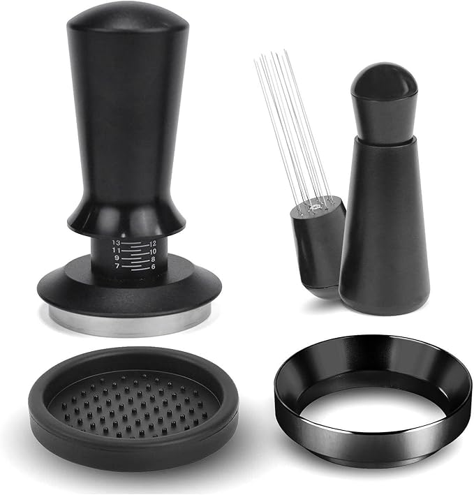 51mm Espresso Accessories Kit, Calibrated Spring Loaded Tamper, WDT Tool Espresso Machine Accessories Kit and Dosing Funnel Set, Coffee Tamper Tool and 51mm Portafilters, Barista Tools
