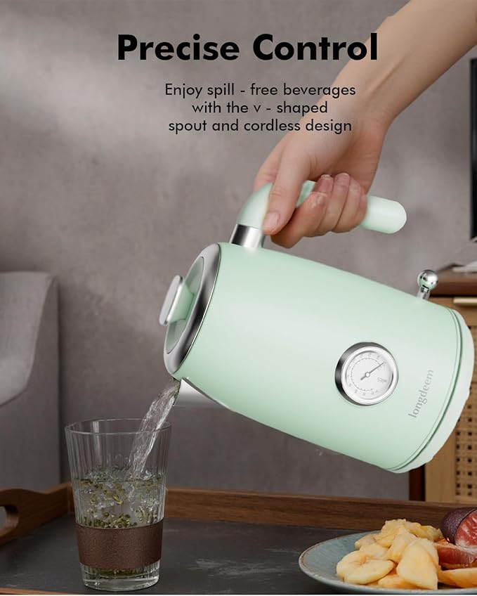 1L Small Electric Kettles Stainless Steel, Portable Travel Mini Hot Water Boiler Heater, Cool Touch Teapot, Auto Shut-Off & Boil-Dry Protection for Cooking, Business Trip and More, Green