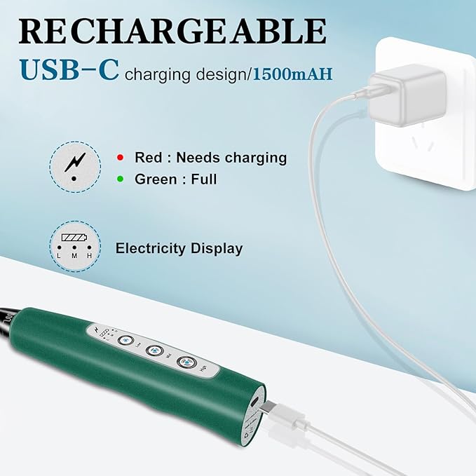 Milk Frother Handheld for Coffee, Electric Whisk 3 Speed Adjustable, Drink Mixer with Stainless 3 Whisks, Rechargeable Hand Frother Wand, for Latte Cappuccino Hot Chocolate Egg Green