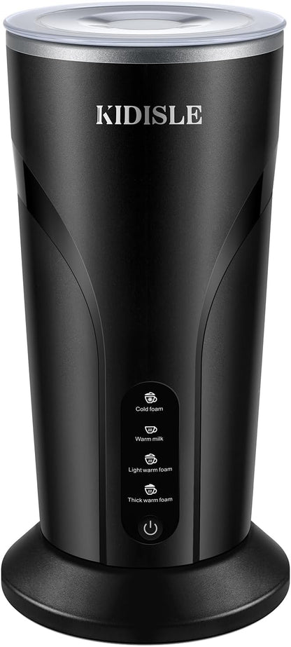 4-in-1 Electric Milk Frother and Steamer, Milk Steamer and Cold Foam Maker, Hot Chocolate Maker, Frother for Coffee, Latte, Macchiato, Cappuccino, BPA Free, Black