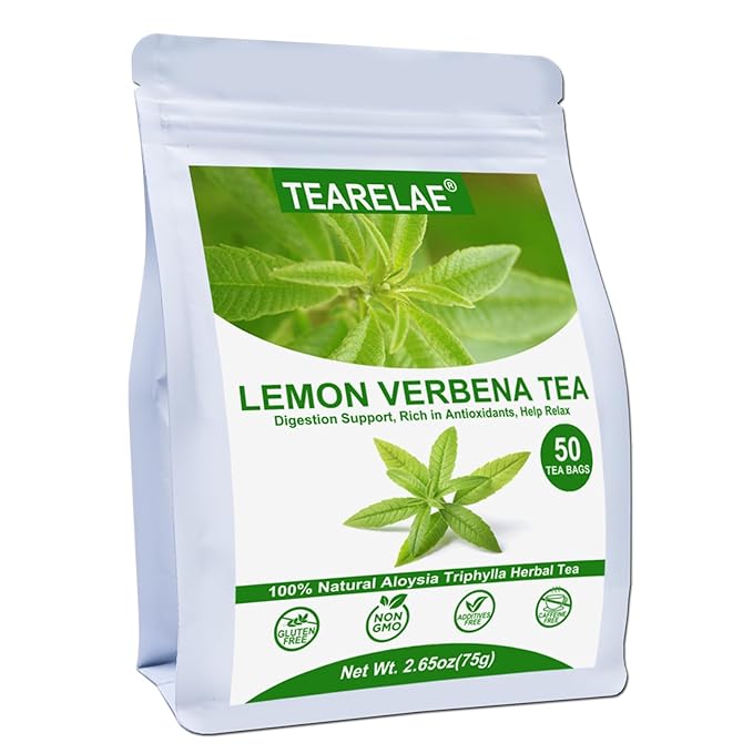 TEARELAE - Lemon Verbena Tea Bags - 1.5g x 50 Count - Natural Cut & Sifted Lemon Tea - Non-GMO - Caffeine-free - Cedron - Verbena Tea For Digestion Support & Calming