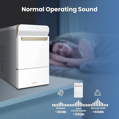Gevi V2.0 Quiet Countertop Nugget Ice Maker, Self-Cleaning Chewable Pellet Ice Machine, 38 lbs/24H, Energy-Efficient, White