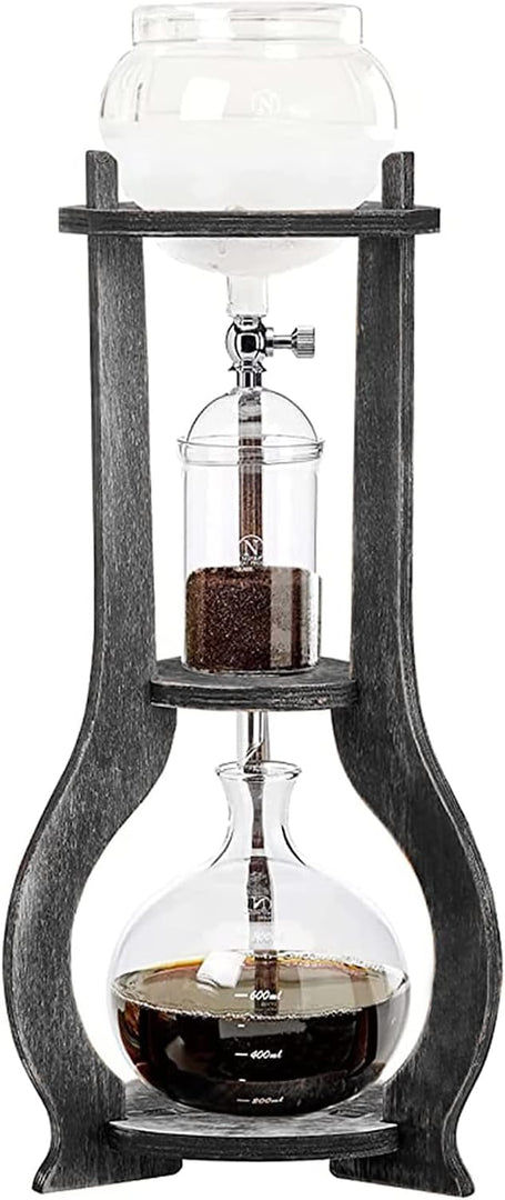Iced Coffee Cold Brew Drip Tower Coffee Maker Ice Coffee Machine Cold Brew Dripper Iced Coffee Brewer Maker for Home, Shops, Cafes, Offices, 6-8 cup (Grey)