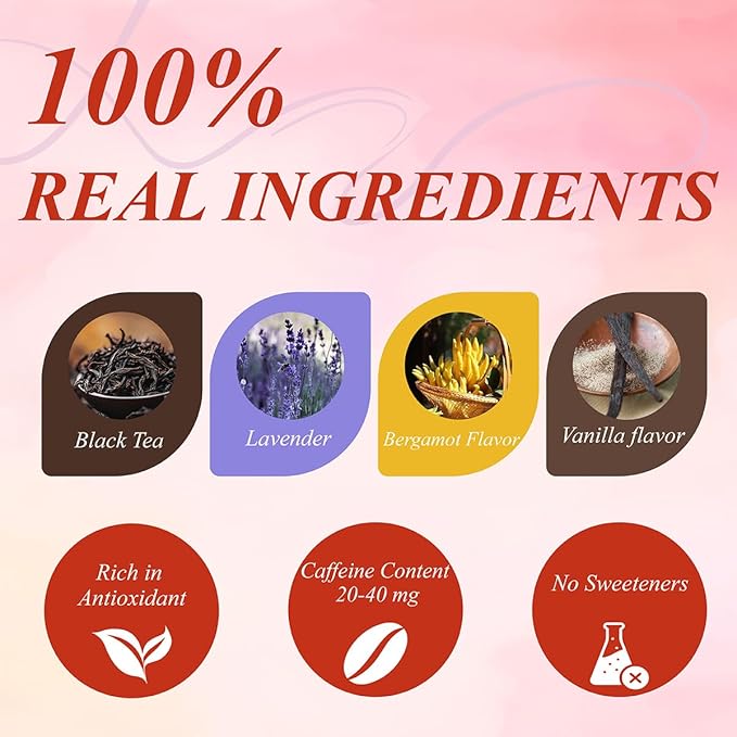 WT WEETEE Paris Breakfast Black Tea,100 Count Paris Black Tea Bags, Bergamot and Vanilla Flavored Black tea with Lavender