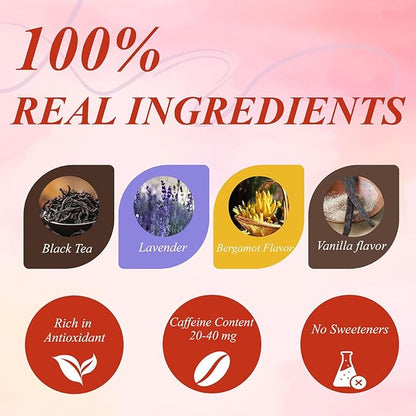 WT WEETEE Paris Breakfast Black Tea,100 Count Paris Black Tea Bags, Bergamot and Vanilla Flavored Black tea with Lavender