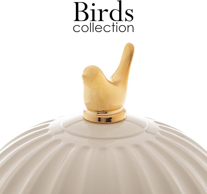 WOLFF 1 Liter White Bird Thermal Coffee Carafe, Plastic Exterior with Glass Lining Insulated Beverage Dispenser for Hot and Cold Drinks, Thermos Bottle for Tea, Water Pitcher - White, 34floz/1L