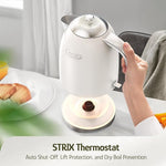 Load image into Gallery viewer, Hazel Quinn Electric Kettle - 1.7 Liters (57oz) Stainless Steel Water Kettle, BPA-Free Interior, 1200W Fast Boiling, Cordless, Rotational Base, Automatic Shut Off &amp; One-Touch LED - Pearl White