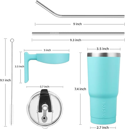 BJPKPK 20oz Tumbler With Handle Insulated Cups With Lid And Straw Reusable Stainless Steel Tumblers,Turquoise