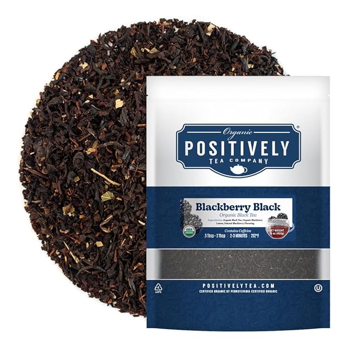 Organic Positively Tea Company, Blackberry Black Tea, Loose Leaf, 16 Ounce