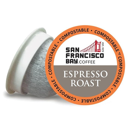 San Francisco Bay Compostable Coffee Pods - Espresso Roast (80 Ct) K Cup Compatible including Keurig 2.0, Dark Roast
