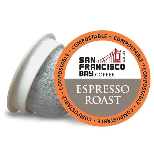 San Francisco Bay Compostable Coffee Pods - Espresso Roast (80 Ct) K Cup Compatible including Keurig 2.0, Dark Roast