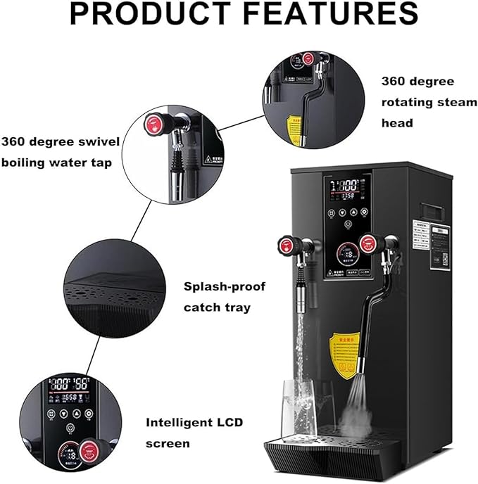 2200W Commercial Steam Milk Frother Automatic Coffee Foam Maker with Capacity for Coffee and Milk