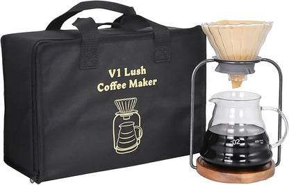 SOTECH Pour Over Coffee Dripper Set, Filter Holder Glass Server with Paper Coffee Filters Manual Stand for Tea and Saffron