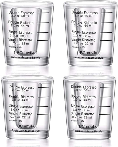 Shot Glasses Measuring cup Liquid Heavy Base Glass Wine Glass Espresso Shot Glass Measurement 2 OZ / 60ML Glass Set for Whiskey, Tequila, Vodka Birthday Gifts Women Men,(Square-4pack)