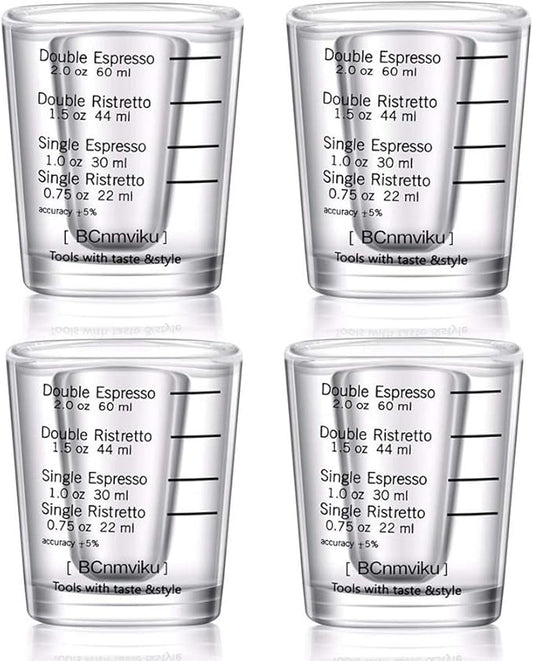 Shot Glasses Measuring cup Liquid Heavy Base Glass Wine Glass Espresso Shot Glass Measurement 2 OZ / 60ML Glass Set for Whiskey, Tequila, Vodka Birthday Gifts Women Men,(Square-4pack)