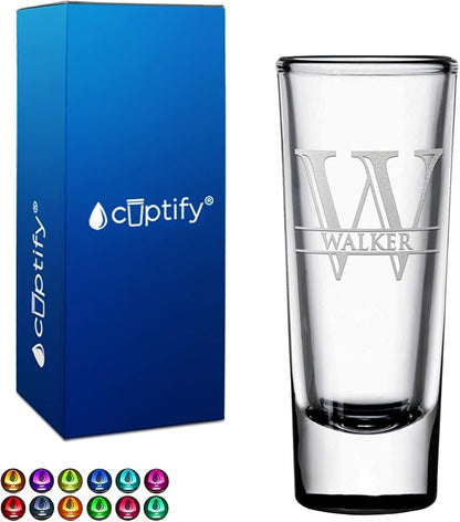 Personalized Shot Glass Black Bottom Custom 2 oz Cordial Shot Glasses Split Script Initial and Name for Gifts, Weddings, Birthdays, Party, Event, Decorations