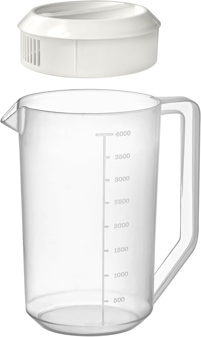 Amazing Abby - Kitchen Party - 4-Quart Plastic Pitcher (1-Pack), Unbreakable Water Pitcher with Lid, BPA-Free, Heat-Resistant, Dishwasher-Safe, Great for Both Iced and Hot Drinks, Indoors and Outdoors