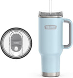 Load image into Gallery viewer, THERMOS Stainless Steel Cup Holder Mug - 40 Ounce, Glacier - Insulated Tumbler with Lid and Straw, Plus Leak-Resistant Slide Lock