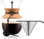 Load image into Gallery viewer, Bodum 34oz Pour Over Coffee Maker, High-Heat Borosilicate Glass with Reusable Stainless Steel Filter and Double Wall Cork Grip - Made in Portugal