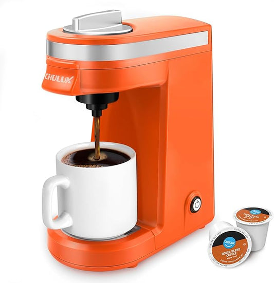 CHULUX Single Serve Coffee Maker for K Capsule, Mini Coffee Maker for One Cup Americano, Lightweight Pod Coffee Machine, Orange