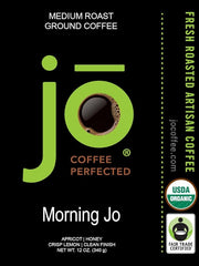 MORNING JO: 12 oz, Organic Breakfast Blend Ground Coffee, Medium Roast, Fair Trade Certified, USDA Certified Organic, NON-GMO, 100% Arabica Coffee, Gluten Free, Gourmet Specialty Coffee by Jo Coffee®
