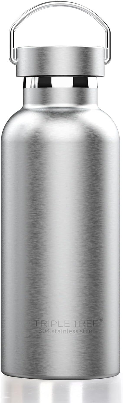 Triple Tree 17OZ Vacuum Insulated Stainless Steel Water Bottle, Double Wall Wide Mouth Lids Keeps beverage Hot or Cold Sweat Proof