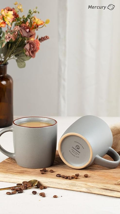 famiware Mercury Coffee Mugs 13 oz, Coffee Mugs Set of 6 with Handle, Cups for Latte, Hot Tea, Cappuccino, Mocha, Cocoa, Dark Grey