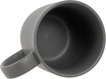 Elanze Designs Ribbed Ceramic Stoneware 16 ounce Raw Clay Bottom Coffee Mugs Set of 4, Grey