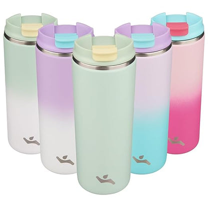 Tumbler with Lid, 16 oz Travel Coffee Mug Double Wall Vacuum Stainless Steel Thermal Metal Cup Insulated Water Bottle,Macaron Green