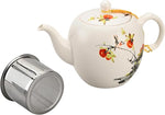 Load image into Gallery viewer, Teapot with Infuser Ceramic Tea Pot with Removable Stainless Steel Fliter for Loose Tea 15.80 OZ/450ml (1-2cups) Teapots for Tea Coffee Milk for Office Home Men Women White(Persimmon)