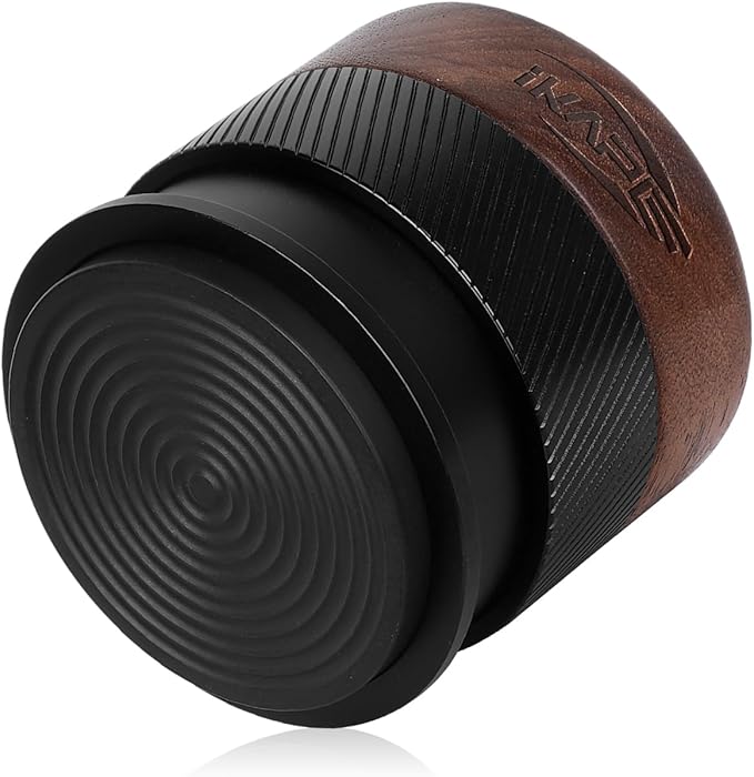 IKAPE 51MM Espresso Tamper, New Wooden Handle Design，Premium Barista Coffee Calibrated Tamper with Spring Loaded, 100% Stainless Steel Tamper Compatible with All 51MM Bottomless Portafilter