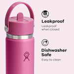 Load image into Gallery viewer, Hydro Flask Water Bottle - Insulated Stainless Steel - Wide Mouth Flex Straw Lid, Non Spill, Leakproof and Refillable in 24 Oz Reef Pink