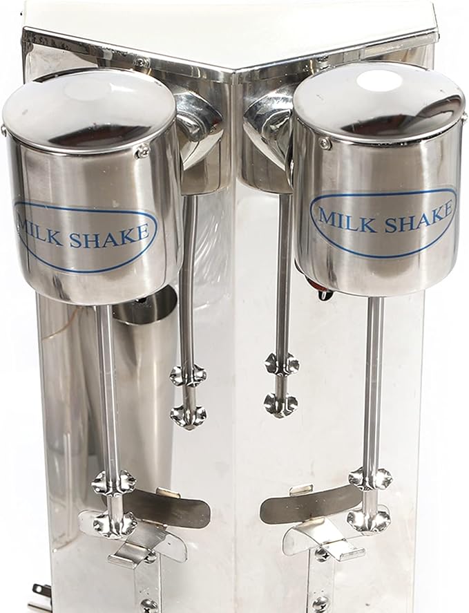 Commercial Stainless Steel Milk Shake Machine, Stainless Steel Electric Milkshake Maker, Double Head Drink Mixer 180W 110V 18000r/min (Double Head 18000r/min)
