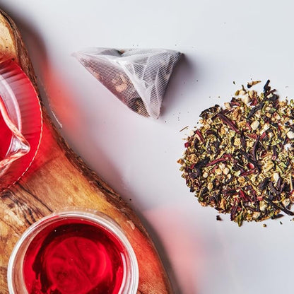 Grace Farms HIBISCUS ORANGE Herbal Tea (16 Pyramid Sachets) | Naturally Sweet, Reviving and Caffeine Free | Organic, Fair Trade and Kosher Certified | Delicious Iced Tea | Gives Back 100% of Profits